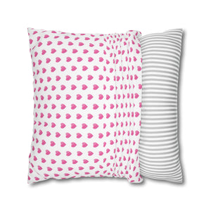 Pillow Cover Large Sham, Preppy Hot Pink Hearts in 24" or 26" inch square -  Case only (inserts not included)