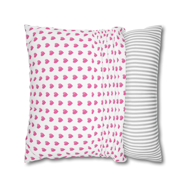 Pillow Cover Large Sham, Preppy Hot Pink Hearts in 24" or 26" inch square -  Case only (inserts not included)