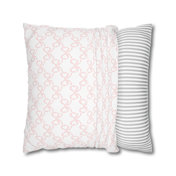 Pillow Cover Shams, Preppy Blush Pink Bow design, Sofa & Sham Size, Loveshackfancy inspired, (insert not included) 24" 26" square