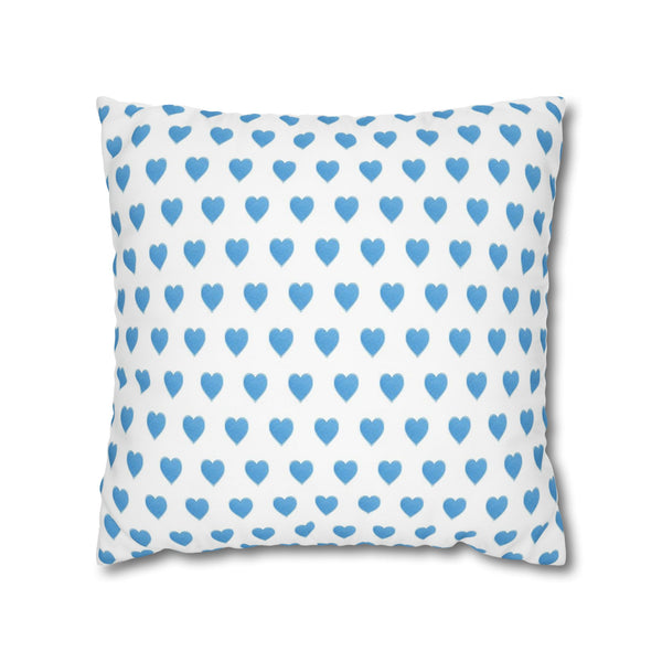 Pillow Cover, Preppy Blue Hearts design, (insert not included) for sofa or bed, 16" 18" 20" 24" 26"