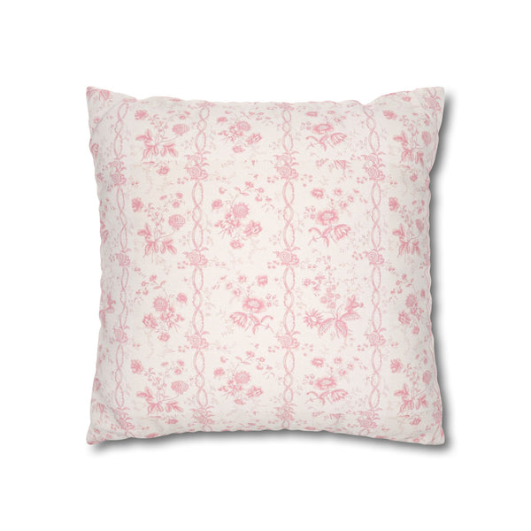 Pillow Cover with Zip Closure - Romantic Chic Pink Floral Toile, Cover Only - Insert not included - teen, tween, dorm room