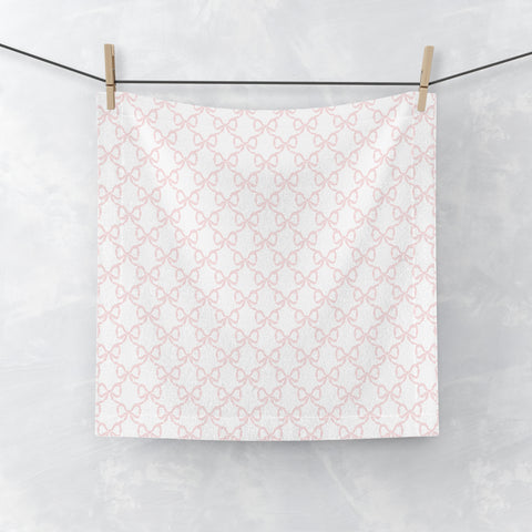 Face Towel in Preppy Hearts, Watercolor, Soft Pink and White