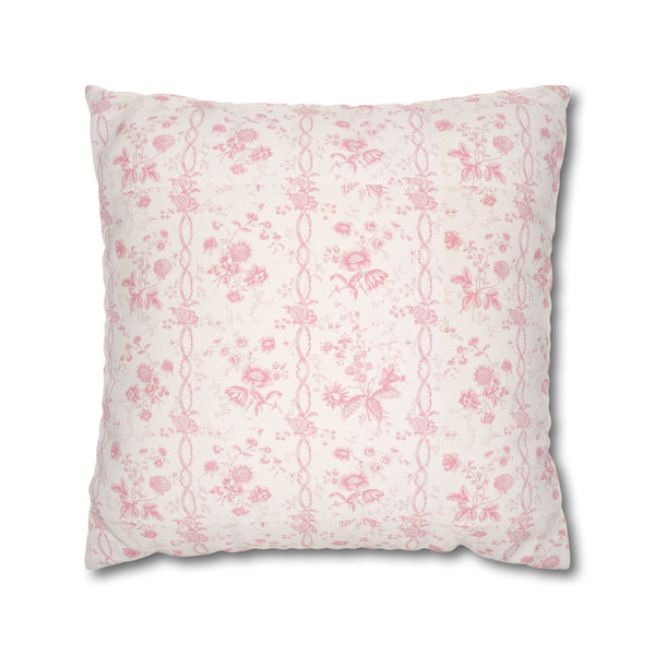 Pillow Cover with Zip Closure - Romantic Chic Pink Floral Toile, Cover Only - Insert not included - teen, tween, dorm room