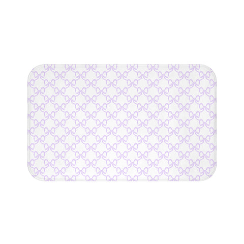 Bath Mat Preppy Watercolor Lavender Lilac Bow Pattern, two sizes, anti-slip back