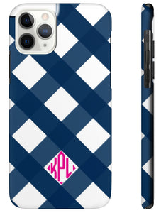 Phone Case - Gingham Plaid Navy White