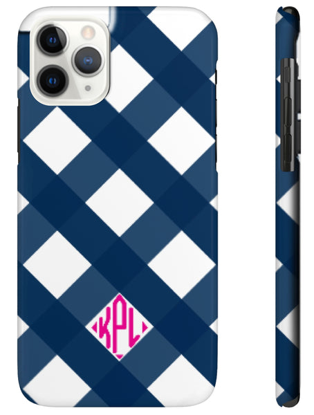 Phone Case - Gingham Plaid Navy White