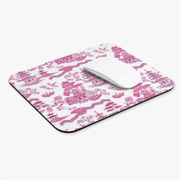 Mouse Pad Chinoiserie Pink and White Toile I Preppy Desk dorm room home office school supplies